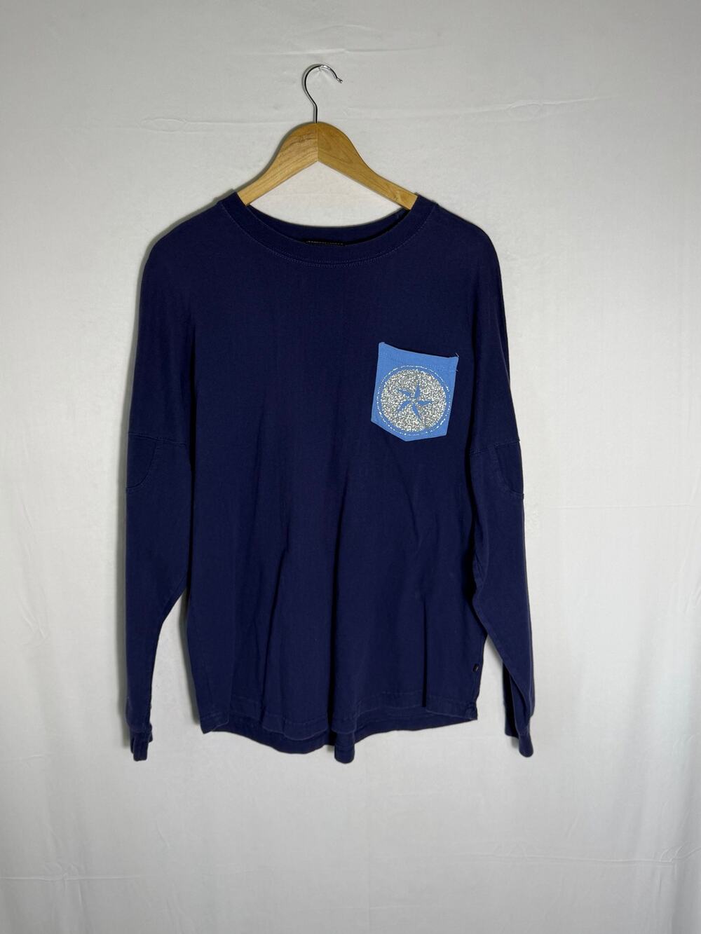 Vintage Pennant Sportswear Rangers Glitter Long Sleeve Tee Blue Size M Y2K